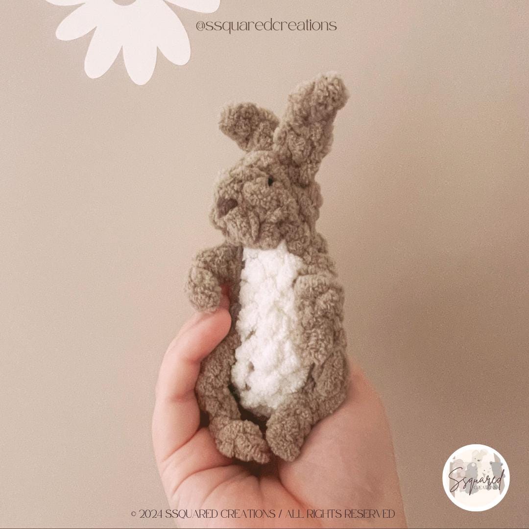 Rabbit Crochet Snuggler Pattern | Easter Rabbit Amigurumi Low Sew Crochet Pattern | Spring Easter Crochet Pattern Small Rabbit Crocheted