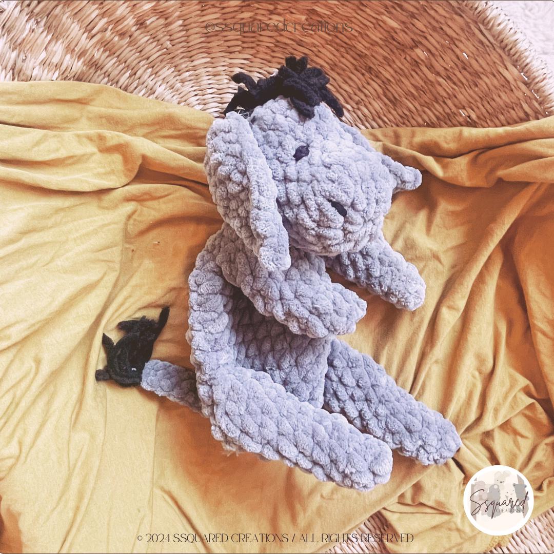 Vintage Eeyore Donkey Crochet Pattern | Snuggler Style Crochet Pattern | Crochet Pattern Vintage Amigurumi Crochet Pattern Plush Yarn