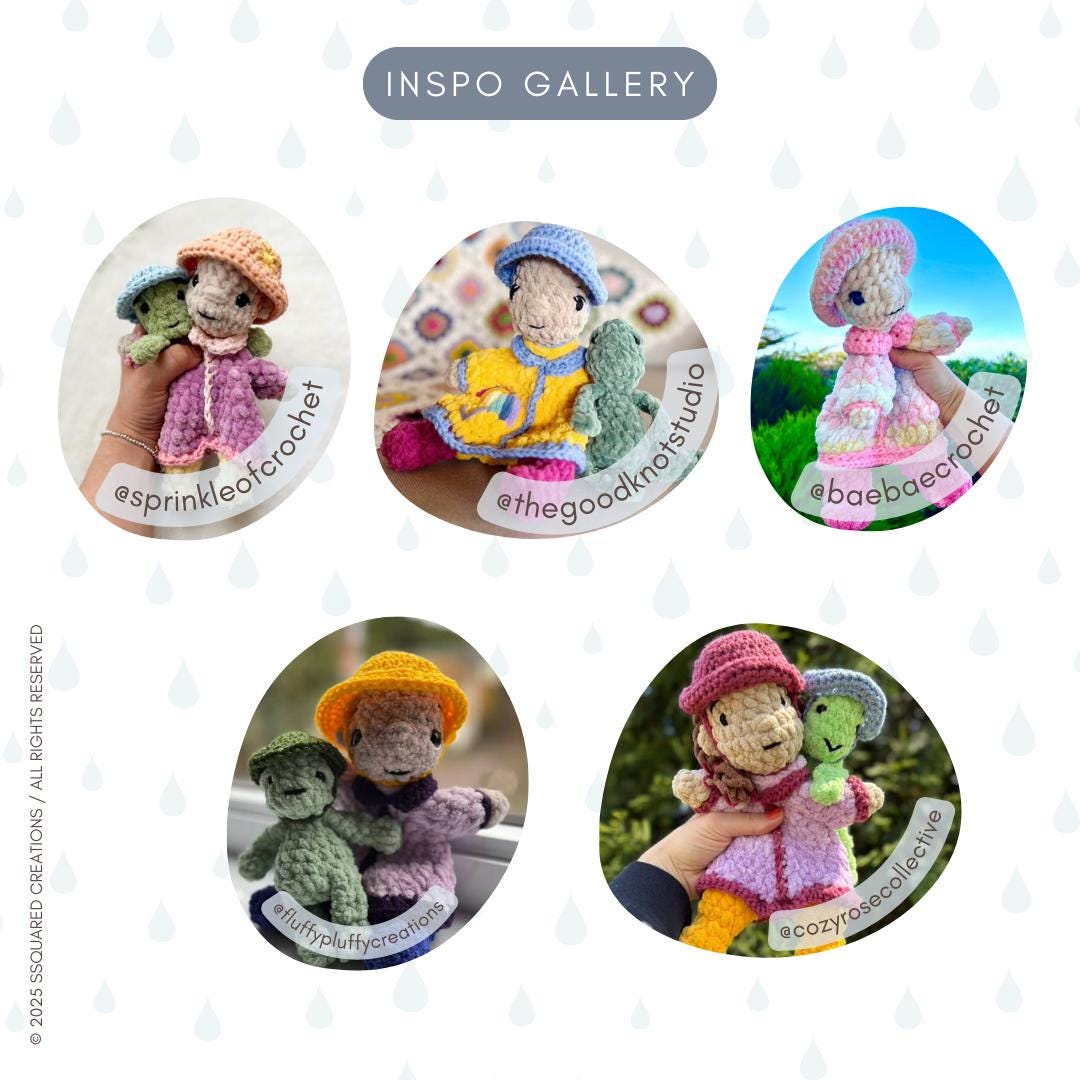 Lil' Raincatchers Doll Crochet Pattern | No Sew Amigurumi Doll Crochet Pattern | Doll Crocheted Plush Yarn for Intermediate Crocheters