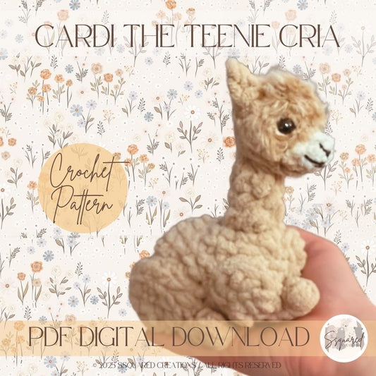 Cardi the Cria Llama Crochet Pattern | Plush Yarn Amigurumi Crochet Pattern for Intermediate Crocheter | Small Llama Crochet Pattern