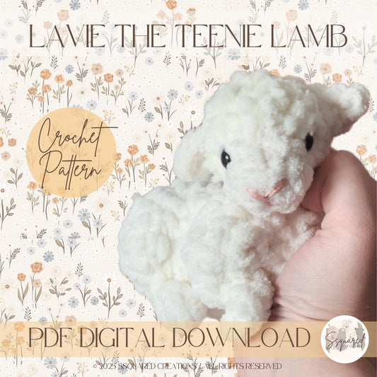 SPRINGTIME TEENIES -  Lavie the Lamb | Crocheted plushie pattern | Amigurumi