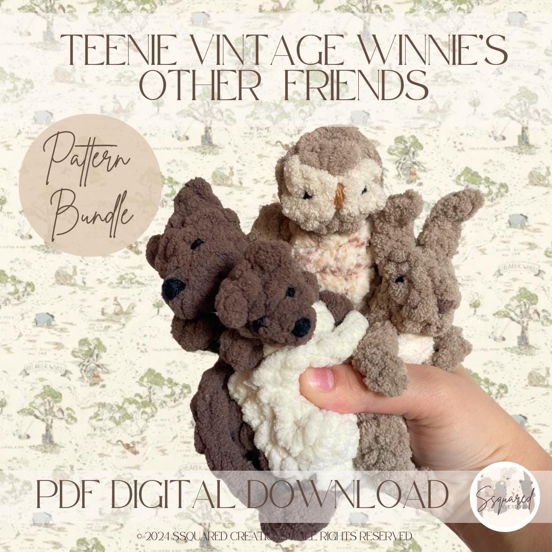 TEENIE VINTAGE Winnie's Other Friends - Crochet Snuggler Pattern Bundle