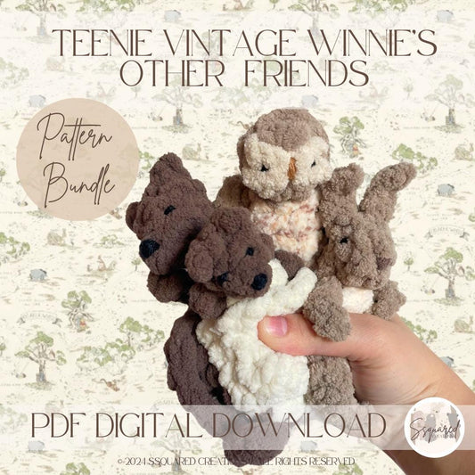 TEENIE VINTAGE Winnie's Other Friends - Crochet Snuggler Pattern Bundle