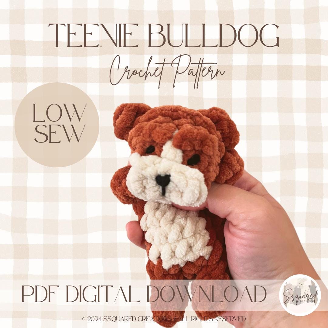 Bulldog Crochet Pattern | English Bulldog Amigurumi Dog Crochet Pattern | Small Crocheted Dog Pattern for Intermediate Crocheter