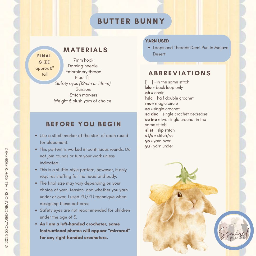 Butter Bunny Crochet Pattern PDF Low Sew