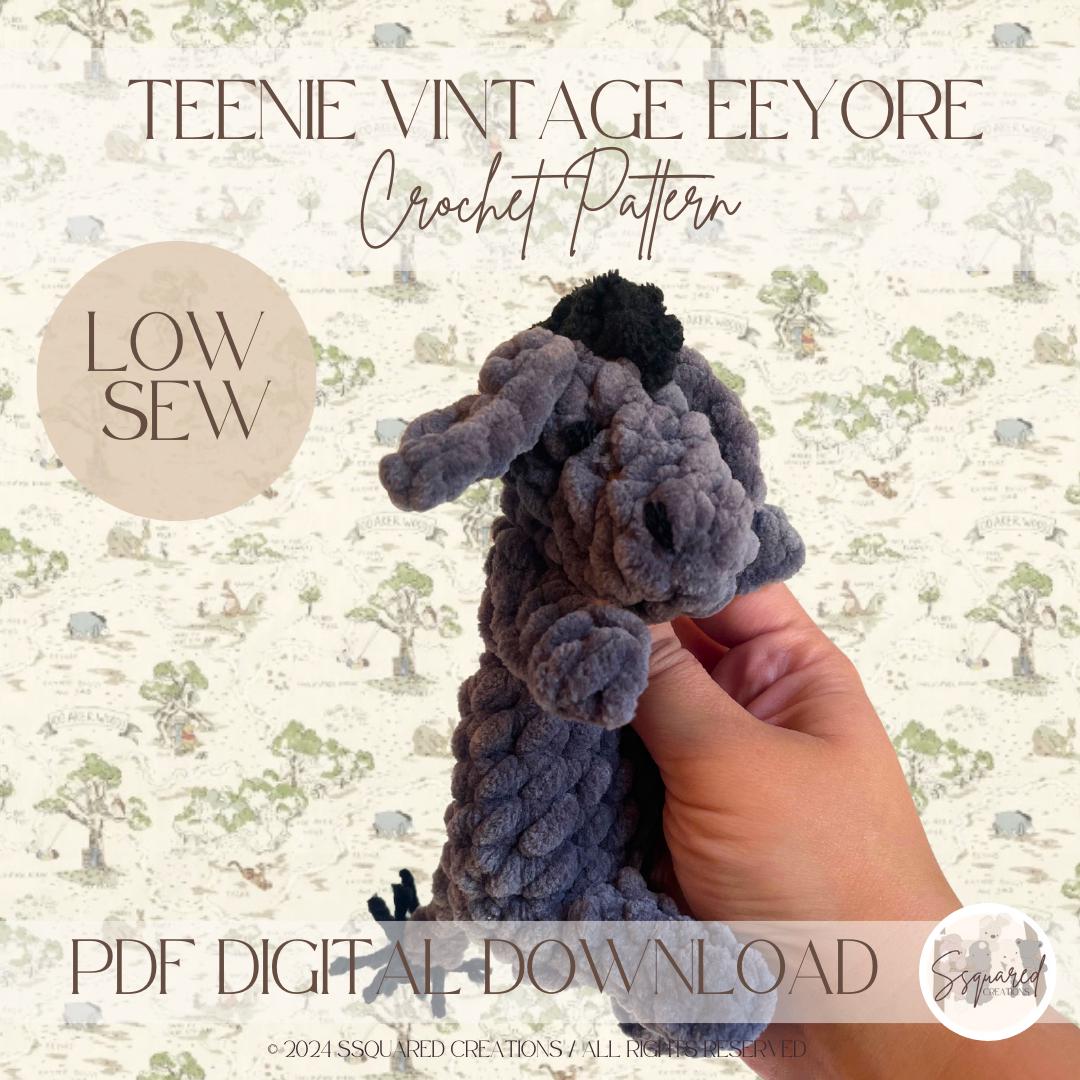 TEENIE VINTAGE EEYORE - Crocheted Snuggler Pattern