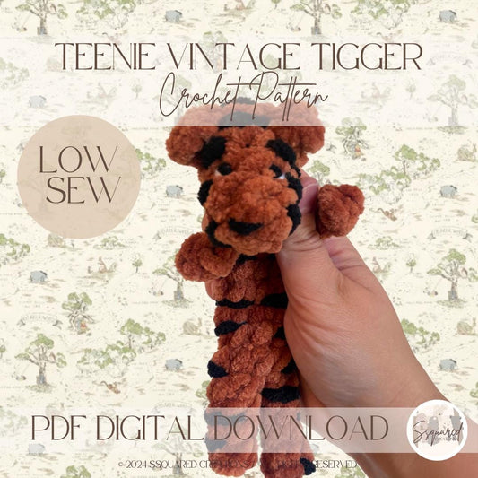 TEENIE VINTAGE TIGGER - Crocheted Snuggler Pattern