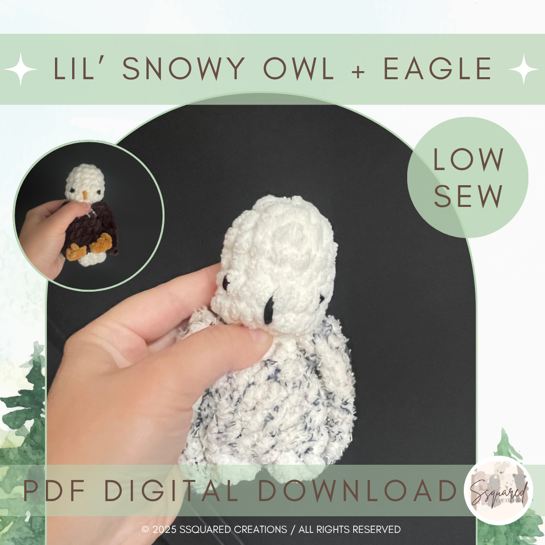 Lil' Snowy Owl + Lil' Eagle - Crochet Plushie Pattern | No Sew Crochet Amigurumi