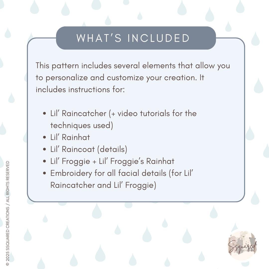 Lil' Raincatchers Doll Crochet Pattern | No Sew Amigurumi Doll Crochet Pattern | Doll Crocheted Plush Yarn for Intermediate Crocheters