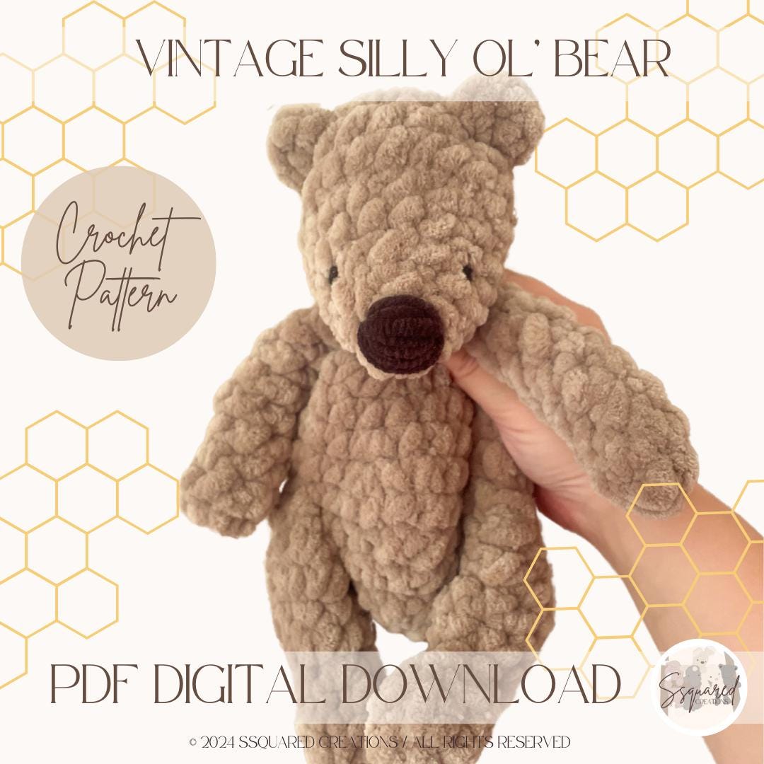 Vintage Bear Crochet Pattern | Amigurumi Bear Crochet Pattern Snuggler Style with Sewing Pattern for Crocheter