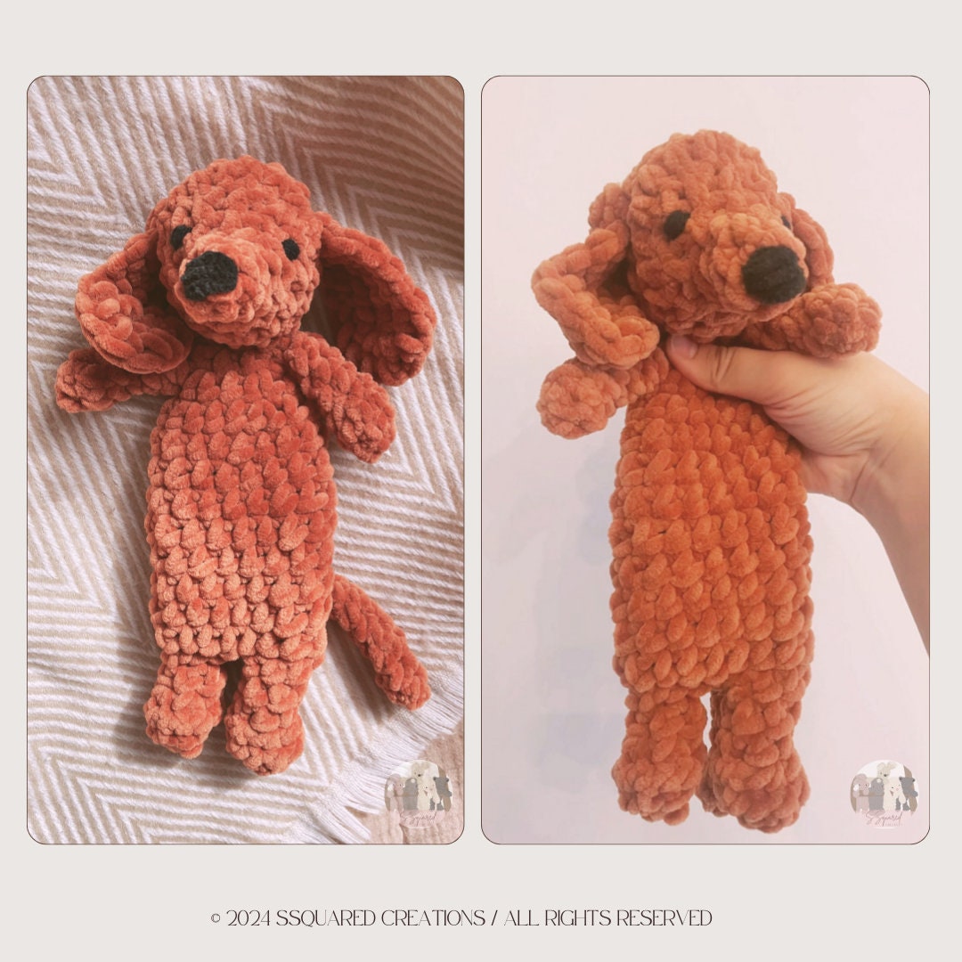 Weiner Dog Crochet Pattern | Low Sew Amigurumi Dog Crochet Pattern | Small Dog Crocheted Plush Yarn for Intermediate Beginners