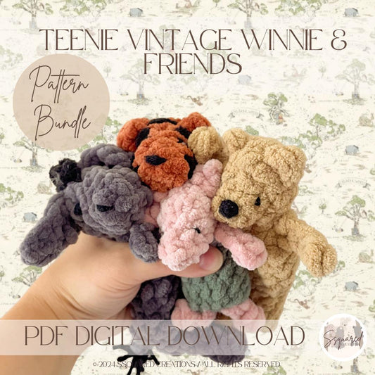 TEENIE VINTAGE Winnie & Friends - Crochet Snuggler Pattern Bundle