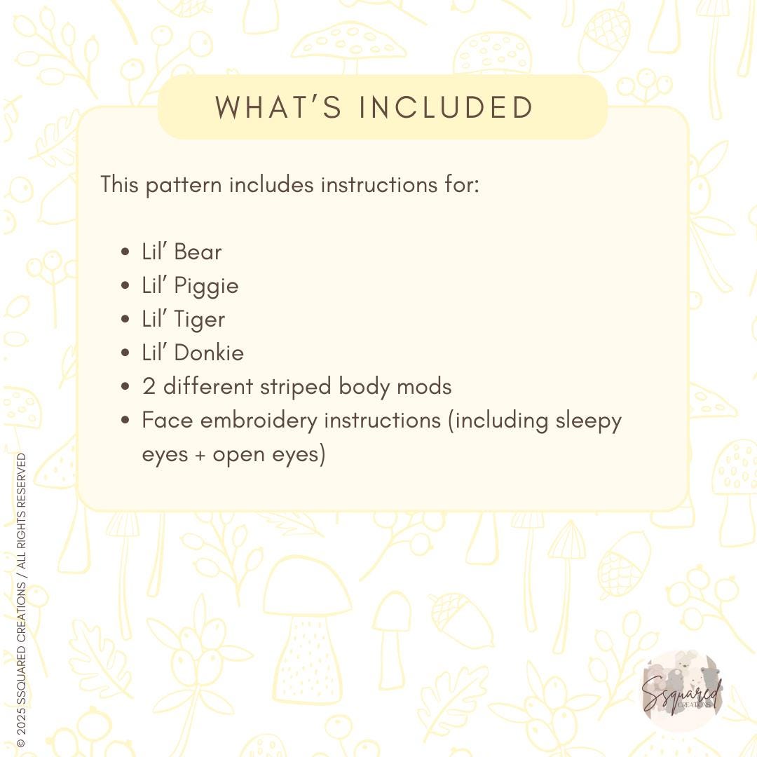 Lil' Forest Friends - Crochet Plushie Pattern Bundle | No sew crochet amigurumi