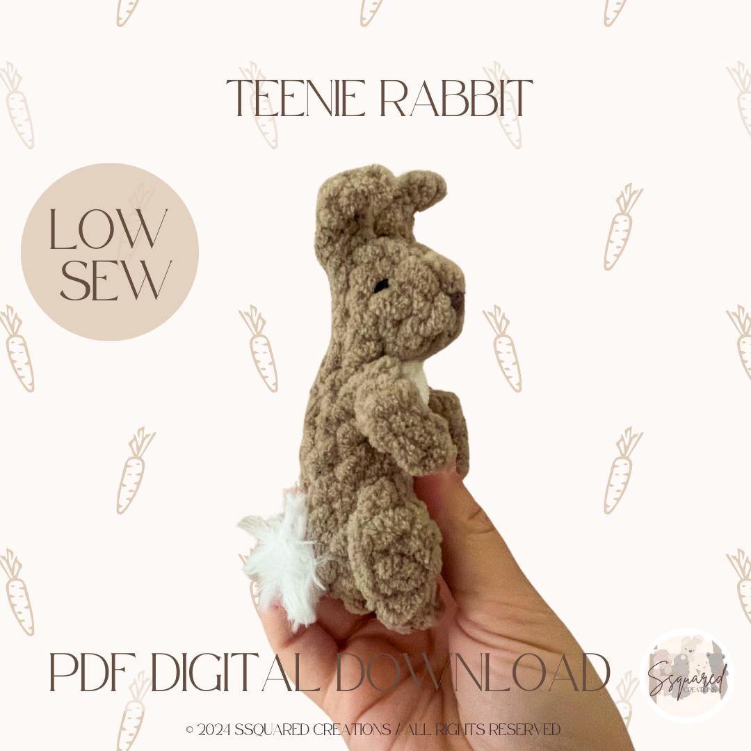 Rabbit Crochet Snuggler Pattern | Easter Rabbit Amigurumi Low Sew Crochet Pattern | Spring Easter Crochet Pattern Small Rabbit Crocheted