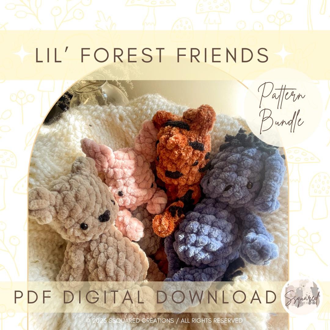 Lil' Forest Friends - Crochet Plushie Pattern Bundle | No sew crochet amigurumi