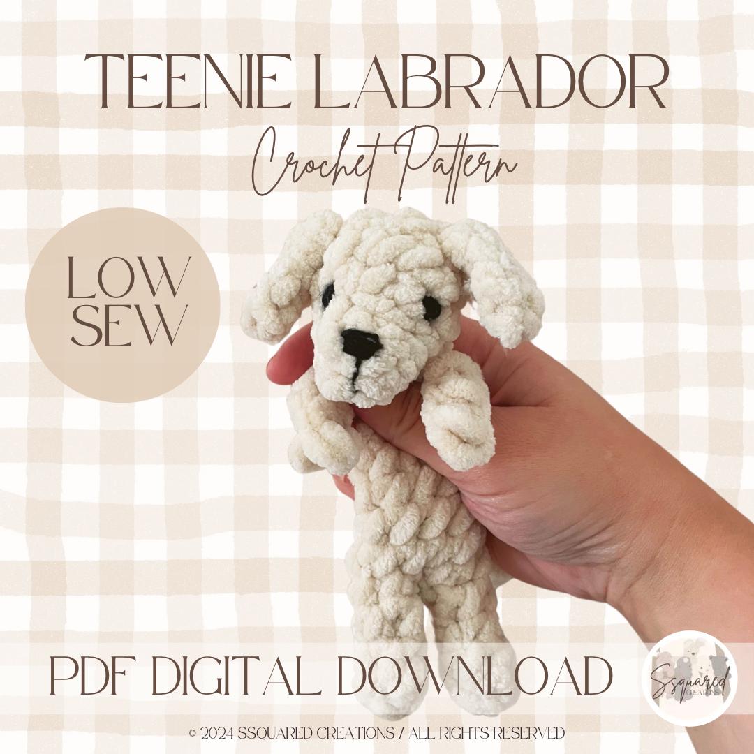 Labrador Crochet Dog Snuggler Pattern | Labrador Retriever Dog Crochet Pattern | Low Sew Amigurumi Dog Crochet Pattern Plush Yarn