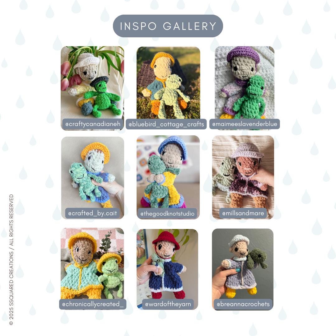 Lil' Raincatchers Doll Crochet Pattern | No Sew Amigurumi Doll Crochet Pattern | Doll Crocheted Plush Yarn for Intermediate Crocheters