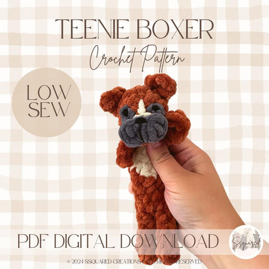 Boxer Dog Crochet Pattern | Low Sew Amigurumi Dog Crochet Pattern for Intermediate Beginners | Small Dog Crochet Pattern Using Plush Yarn